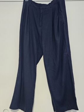 GAP Flowy Wide-Leg Navy  Linen Trousers